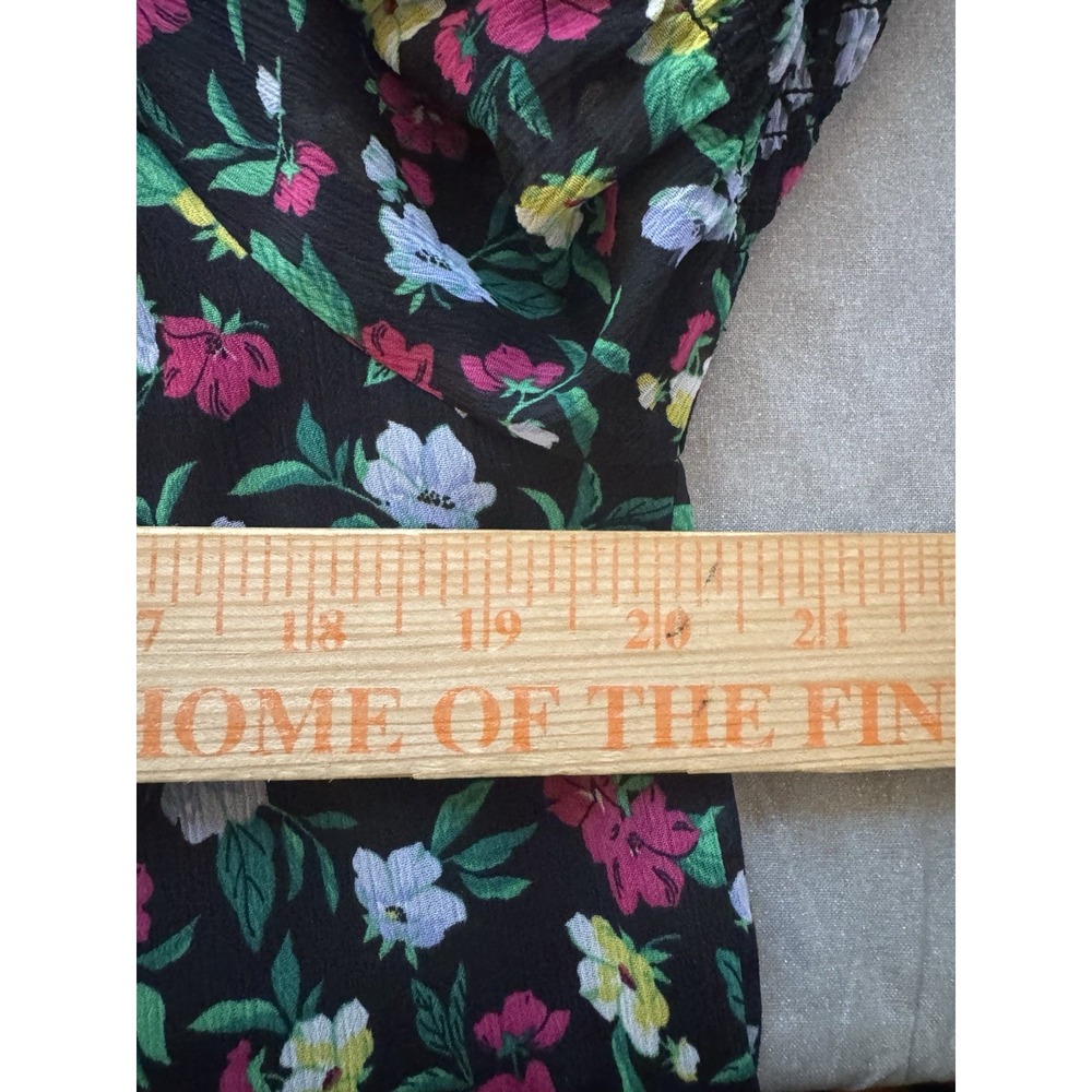 Ann Taylor Womens Floral Boho Sheer Blouse Small‎ Romantic Smocked Cutout Top - Picture 6 of 7